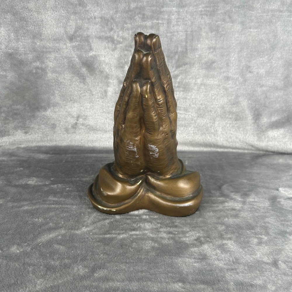Vintage Universal Statuary Co Praying Hands Figurine Bronze Tone Religious Decor